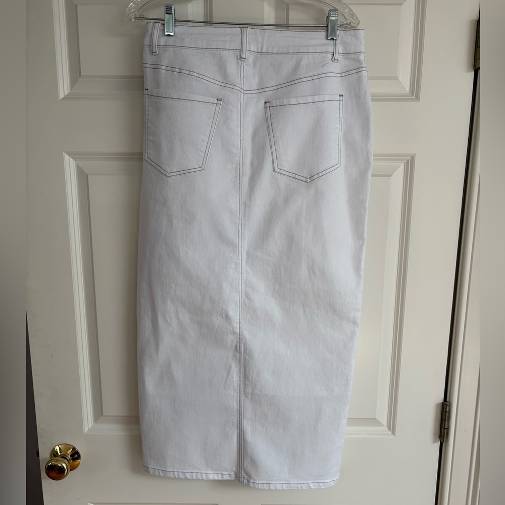 Rachel Zoe Crisp White Denim Midi Skirt - Picture 2 of 3